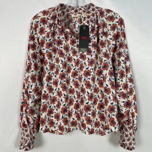 Levi's Blouse Top Gillian Mockneck Floral Pattern Puff Sleeve Size S